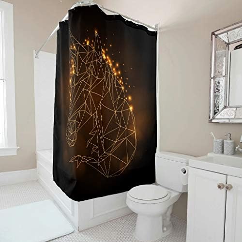 Gamoii Braunes Geometrisches Einhorn Duschvorhang Bad Vorhange Bedruckt Badezimmer Vorhange Stoff Duschvorhange Mit Vorhanghaken White 91x180cm Amazon De Kuche Haushalt