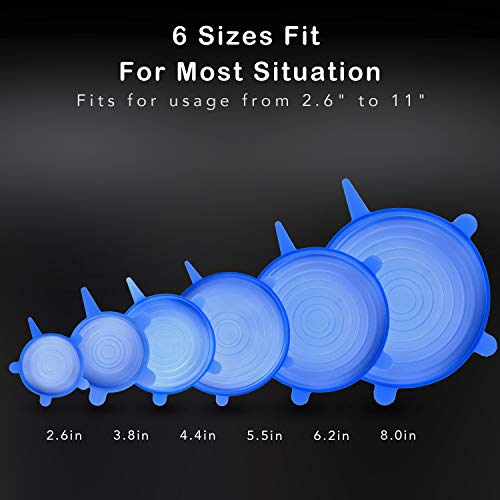 Silicone Stretch Lids,13 Pack Bowl Covers Food Huggers Reusable Expandable Containers for Fruits Vegetables Cups Bowls Dishes Cans (12 PACK)