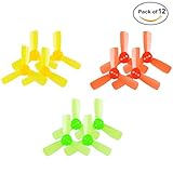 Crazepony 12pcs 1935 1.9 Inch 3-Blade Propeller Triblade Prop 1.5mm Mounting Hole Compatible with 1103 1104 1105 Motors for DIY Micro FPV Drone Quadcopter