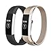 Fundro Replacement Bands Compatible with Fitbit Alta and Alta HR，Stainless Steel Metal Bracelet Strap Replacement Wristband for Alta Women Men (#A Champagne+#B Black, Small)
