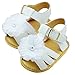 Weixinbuy Baby Infant Girls PU Leather Flower Crib Soft Sole Flat Sandals,White,6-12 Months