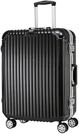 Suitcase by American Traveler - Glossy Durable ABS + PC, 360 Degree Spinner Wheels, Pressure-Resistant - (25", Black)