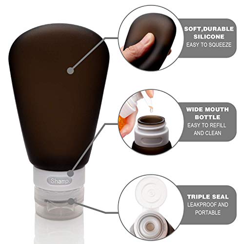 Travel Shampoo and Conditioner Bottles Leak Proof Food Grade Silicone