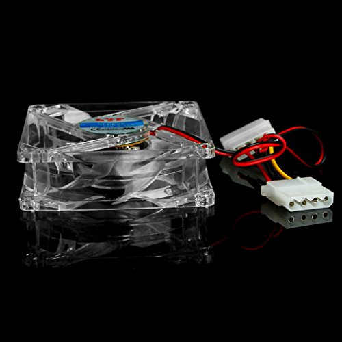 NNDA CO Clear 4-LED Blue Neon Light 80mm 12V 0.18A PC Computer Case Cooling Fan 8025
