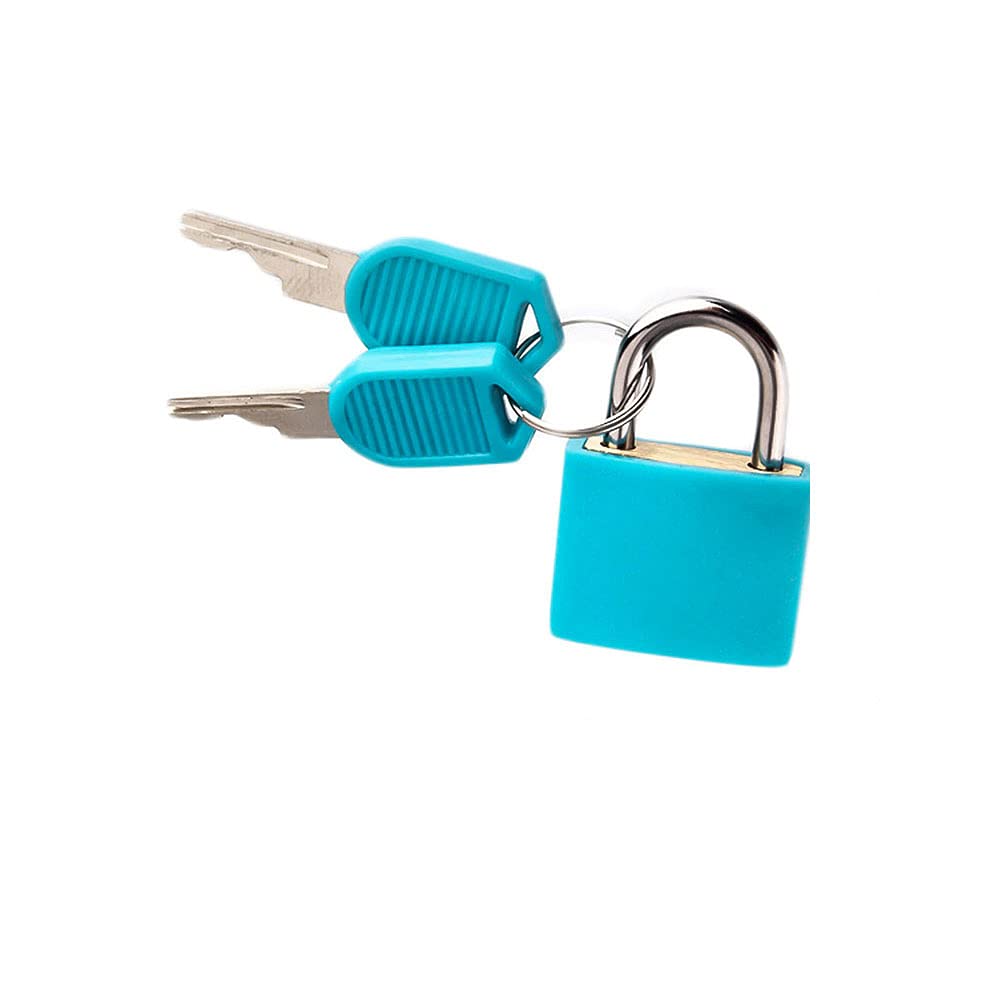 Multicolor Small Brass Padlocks Plastic Padlock with 2 Keys for Toolbox Bag Luggage Diary(Light Blue) — image 1
