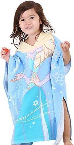 Mukola Princess Elsa Beach Towel for Girls Toddler Hooded Bathing Towel Absorbent Cotton Soft Pool Towel 24โx48โ