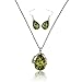 VTG Tibet Silver Plated Green Artificial Amber Necklace Hook Earrings Teardrop Pendant Sets
