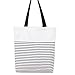 Women's Black Stripe Print Canvas Tote Bag Shoulderbag White (black-zip)