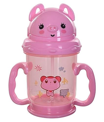 Manan Shopee Baby Sippers with Straw 240 ml Polypropylene(PP) BPA Free (Pink)