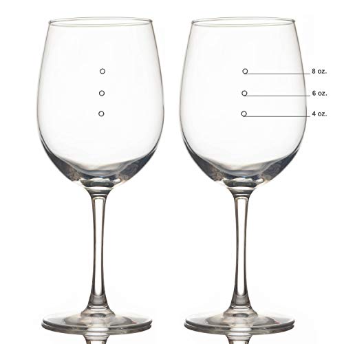 All Purpose Measuring Wine Glasses with Measuring Marks of 4, 6, and 8