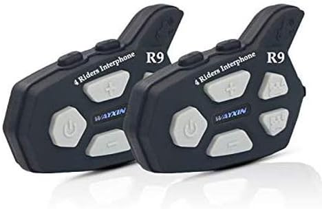 Helmet Intercom Full Duplex Bluetooth Headset Communication System for Motorcycle/Motorbike Rider with FM Radio/Audio GPS Direction(Range-0.9 Mile/Speed-74.5mile/h)