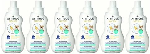 Attitude Natural Laundry Detergent Baby, Fragrance Free, 33.8 Fluid Ounce (6 pack)