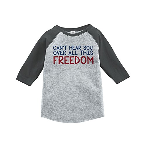 Custom Party Shop Kids Freedom 4th of July Grey Baseball Tee 4T