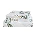 Vaulia Soft Lightweight Microfiber Duvet Cover Set, Floral Printed Pattern - Queen Size, White/Green Color