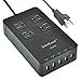 Zettaguard Mini 4-Outlet Travel Power Strip Surge Protector with USB Charger USB Charging Station (5-Port Smart, 40W/8A) and 5 Feet Power Cord, Black