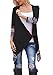 Relipop Women Winter Long Sleeve Irregular Printing Stitching Cardigan Jacket (XX-Large, Black)