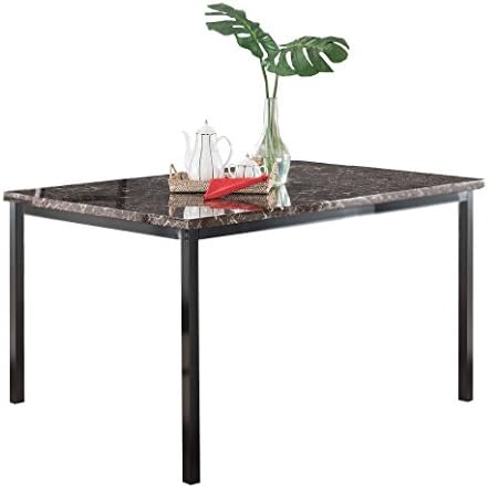 Pilaster Designs - Black Metal / Marble Finish Top Rectangular Dining Room - Kitchen Table (36 x 54)
