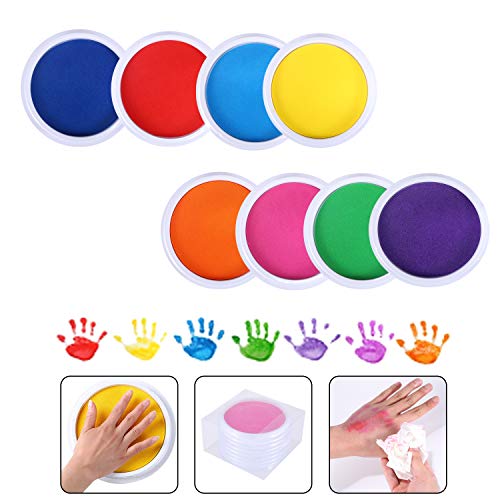 MoloTAR 8 Colors Rainbow Washable Large Ink Pads for Rubber Stamps Kids (Pack of 8)