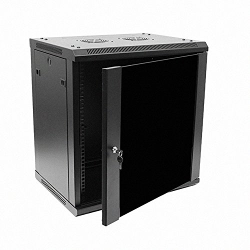 Navepoint 12U Deluxe IT Wallmount Cabinet Enclosure 19-Inch Server Network Rack With Locking Glass Door 16-Inches Deep Black