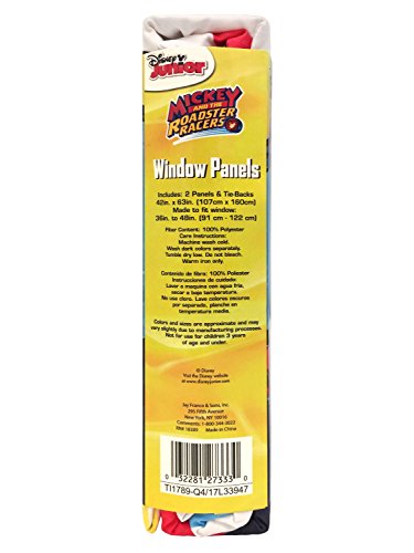 Disney Junior Mickey Mouse and The Roadster Racers 63" Drapes/Curtain 4-Piece Set (2 Panels, 2 Tiebacks)