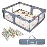 Baby Playpen with Mat, Large Baby Play Yard for