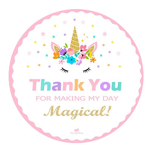 Magical Unicorn Stickers - Gold Glitter - Party Favors - Thank You Unicorn Sticker for Kids - by PartyNow