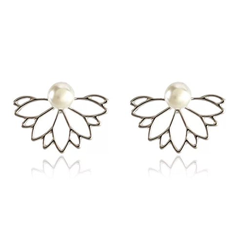 9 Pairs Rose Gold Silver Hollow Lotus Flower Earrings Simple Chic Crystal Pearl Turquoise Stud Earrings Set