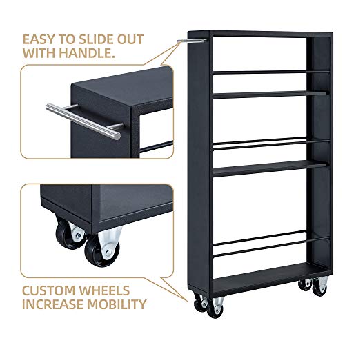 BIKAHOM 3 Tier Slide Out Storage Tower Kitchen Slim Slide Out Pantry