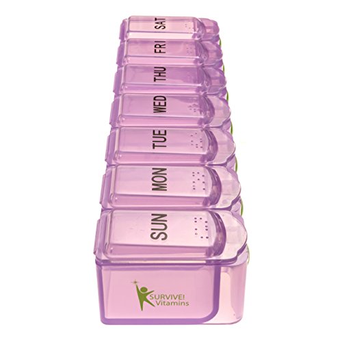 7 Day Push Button Weekly Pill Organizer Pill Case ∣ Pill Box Pill