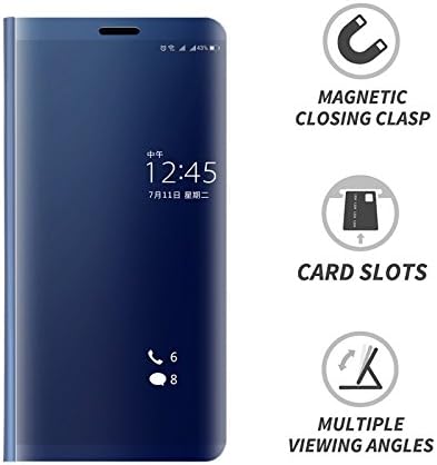 LIKESEA Huawei P9 Plus Case, Slim Fit Electroplate Plating Smart Clear View Case Flip Stand PC Hard Cover 360 Degree Full Body Shockproof Protective Skin For Huawei P9 Plus - Blue