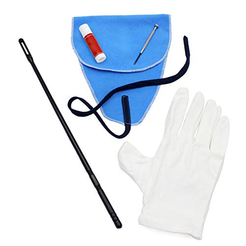 Balight Flute Piccolo Care Kit Set Cleaning Cloth Stick Cork Grease Screwdriver Gloves Woodwind Instrument Clean Care Blue