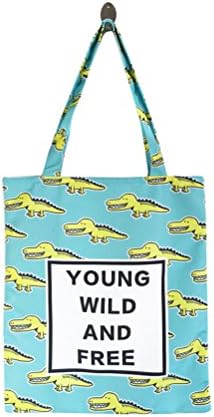 TaiYa Fashion Casual Reusable Cotton Canvas Tote Shoulder Bag Designer Grocery Shopping Bags(Blue)