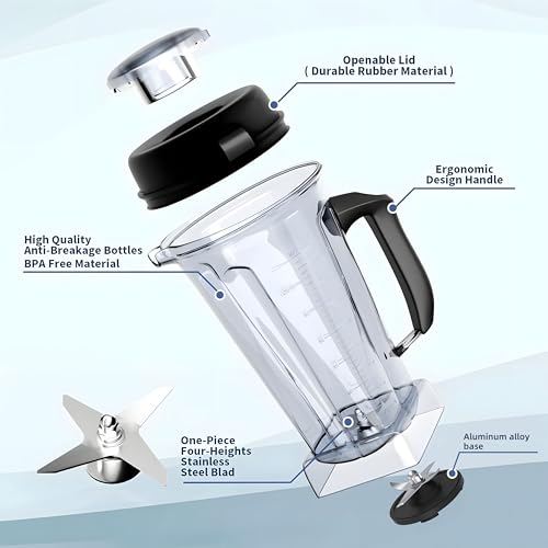 For Vitamix Blender Pitcher 64oz, Replace 5200 5300 6500 7500 Pro200 500 Vita-Prep vm0101 vm0102 E310 320 etc, Perfect Fit for Vitamix Classic/Explorian Series Blender Container Cup
