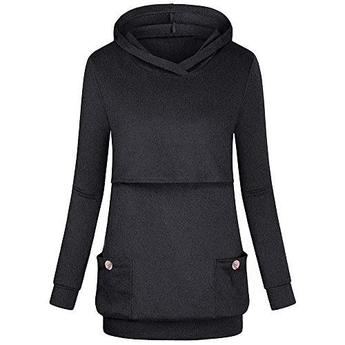 Maternity Clothes Under 10 Women's Nursing Hoodie Long Sleeves Solid Tops Breastfeeding Hoodie Sweatshirt Gray XL