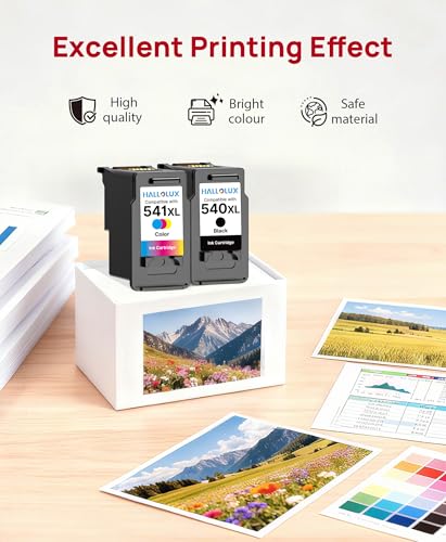 HALLOLUX PG-540XL CL-541XL Ink Cartridges Replacement for Canon 540 541 PG 540 XL CL 541 XL Multipack for Canon TS5150 for Pixma MG3600 MG3650 MX475 MX535 MG3500 MG3550 (Black and Colour)