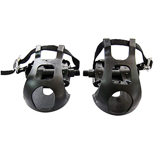 GEZICHTA 9/16 Inch Bicycle Pedals with Toe Clips and Straps, 1 Pair Bicycle Cycling MTB Mountain Bike Pedal Toe Cage Strap Belts, Quick Release (2Pcs)