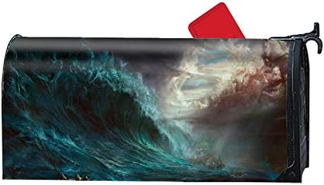 Cecil Beard Tsunamis Design Magnetic Mailbox Cover - Spring Summer Themed, Decorative Mailbox Wrap for Standard