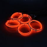 EL Wire,SOLMORE 5 X 1 Metre EL Wire Neon Glowing Strobing Light Waterproof LED Strip Electroluminescent Wire Kit for Halloween Party Xmas Indoor Outdoor Decoration Portable EL Wire (Red)