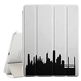 STPlus Sacramento, California USA United States of America City Skyline Silhouette Postcard Smart Cover With Back Case + Auto Sleep/Wake Funtion + Stand for Apple iPad 2 / 3 / 4
