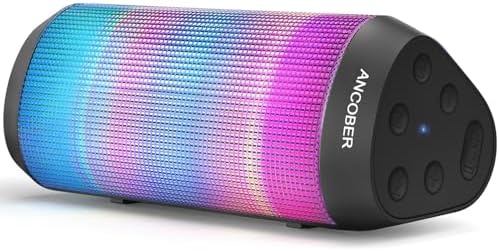 Bluetooth Speaker with Cool Lights Stocking Stuffers for Men Women Teens Boys Girls, Portable Wireless, IPX4 Waterproof, White Elephant Gifts for Adults, HD Sound, TWS Pair, for Home/Party/Outdoor