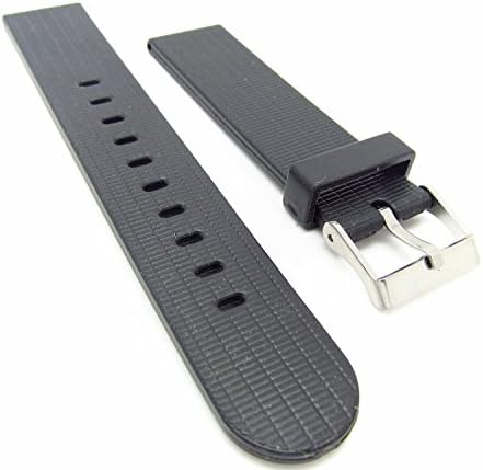 20mm Black Rows Rubber Watch Band Strap Fits Seiko Timex