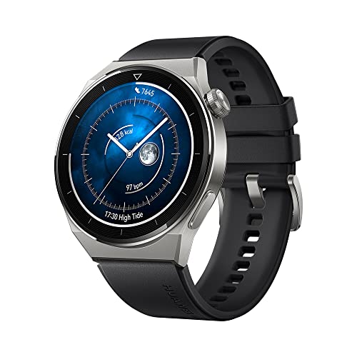 HUAWEI Watch GT 3 Pro 46mm Smartwatch, Titangehäuse, Saphirglas, Tauch Modus,Lange Akkulaufzeit, dratlosses Aufladen,Herzfequenz- und SpO2 Überwachung, Bluethooth Anrufe, schwarz