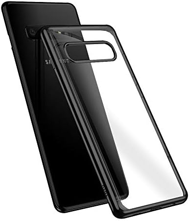 Camsols Authentic Totu Soft Jane Series Crystal Clear Slim Soft TPU with Gliter Edges Case Cover for Samsung S10/ S10 Plus (Black, Samsung S10 Plus)