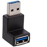 QIBOX USB 3.0 A Male to Female Adapter Extension Cable 90 Degree Right Angle Adapter Plug - Female End Points Upward