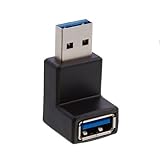 QIBOX USB 3.0 A Male to Female Adapter Extension Cable 90 Degree Right Angle Adapter Plug - Female End Points Upward