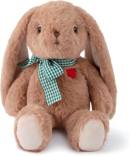 Easter Bunny Stuffed Animals, Rabbit Plush Toys for Girls Boys, Cute Soft Bunny Stuff for Kids Fluffy Hugging Sleeping Gifts, Brown - 25cm