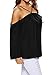 WLLW Women Chiffon Off Shoulder Long Sleeve Halter Neck Shirt Blouse Tops,Black,US XL