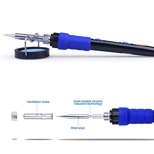 Quimat ESD Thermostatic Electric Soldering Iron Kit, Welding Iron Gun Set with Adjustable Temperature LED Digital Display, ON/OFF Button,Temperature Correction, Automatic Hibernation