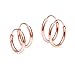 Silverline Jewelry 2 Pairs Rose Gold Flashed Sterling Silver 10mm & 12mm Tiny Small Thin Round Endless Unisex Hoop Earrings for Cartilage, Nose or Lips