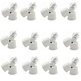 SmartDealsPro 12-Pack E27 Male to 2 Female Y Shape LED CFL Light Bulb Base Converter Adapter Splitter Lamp Holder